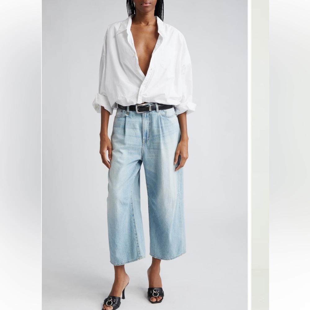 R13 cropped wide leg; multiple styling options 4 effortless cool. LIGHT wash